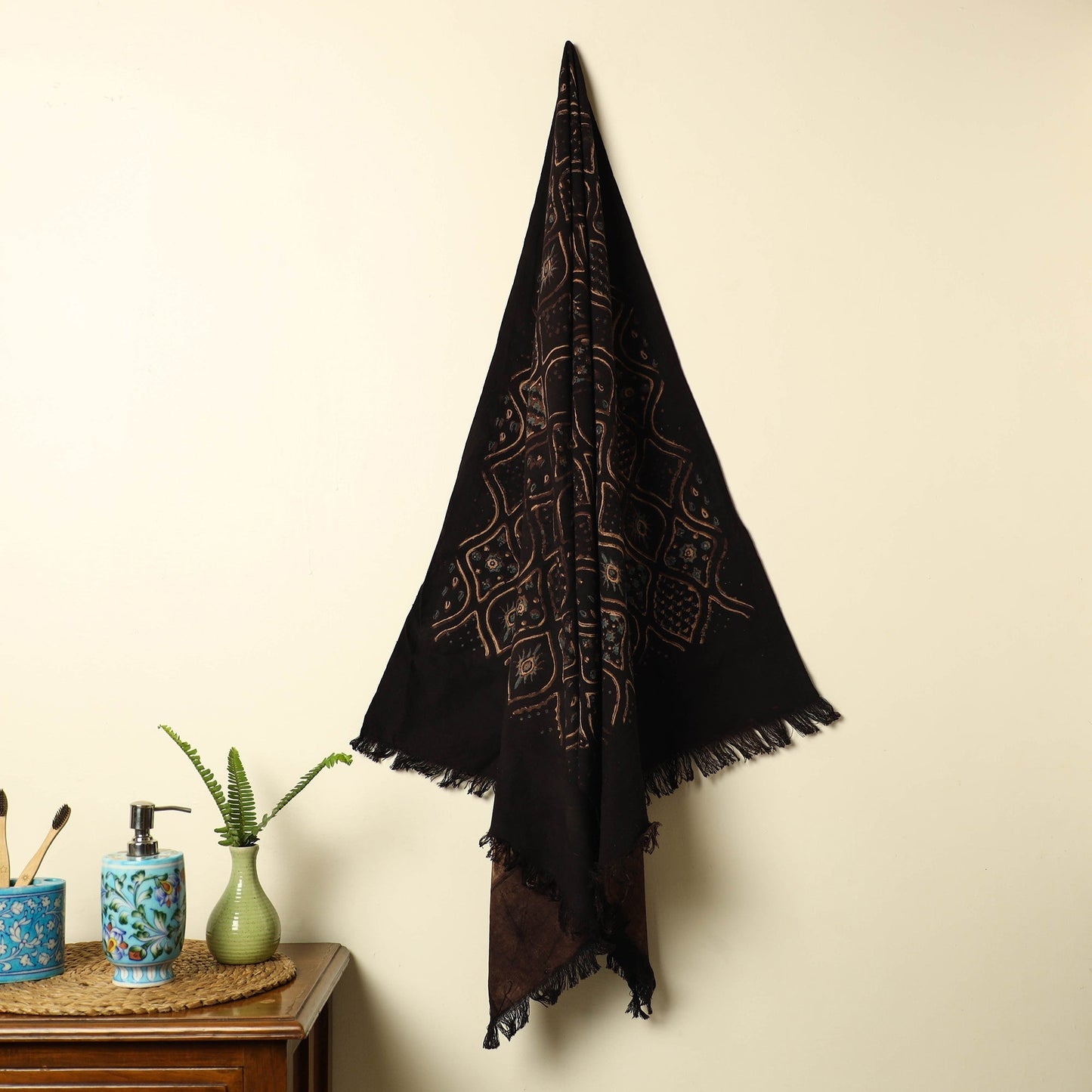 Brown Handloom Block Print Cotton Ajrakh Towel