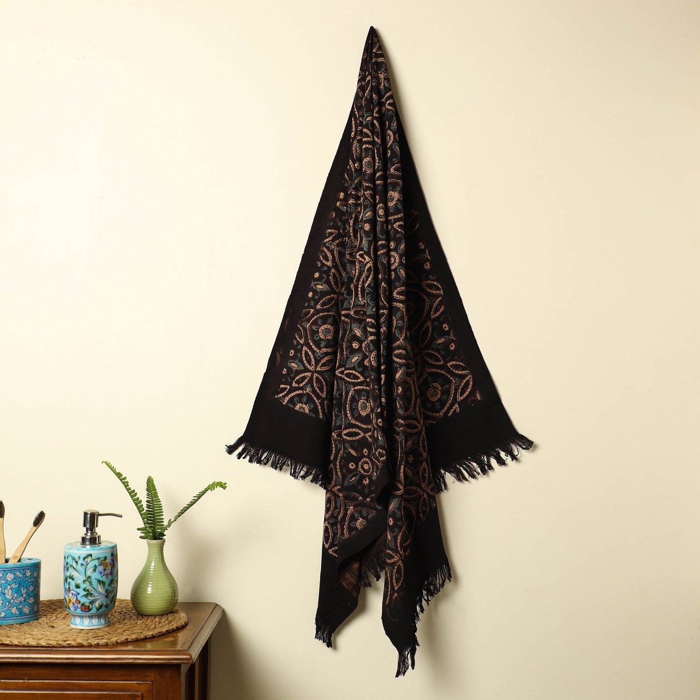 Brown Handloom Block Print Cotton Ajrakh Towel
