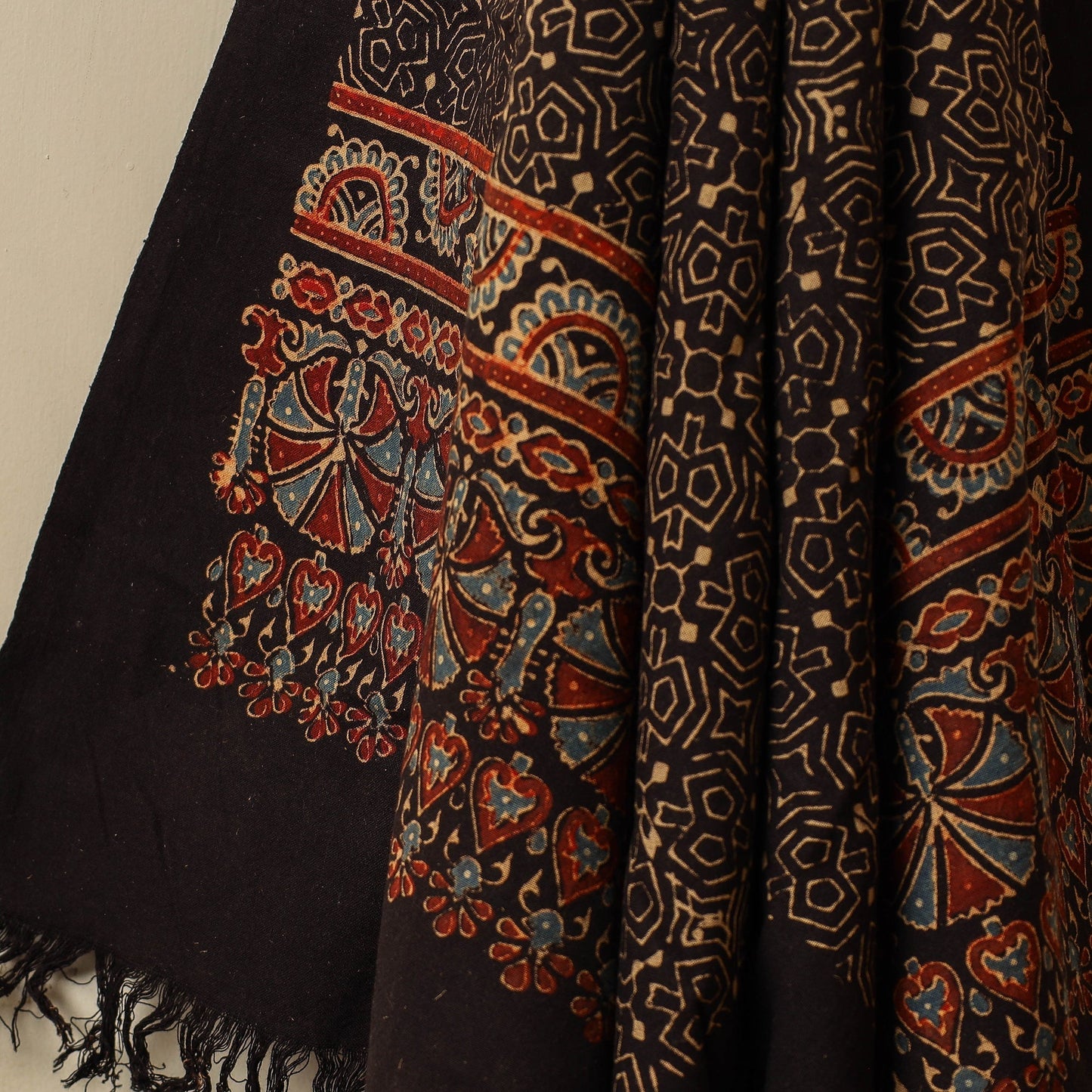 Buy Block Print Cotton Ajrakh Handloom Towel