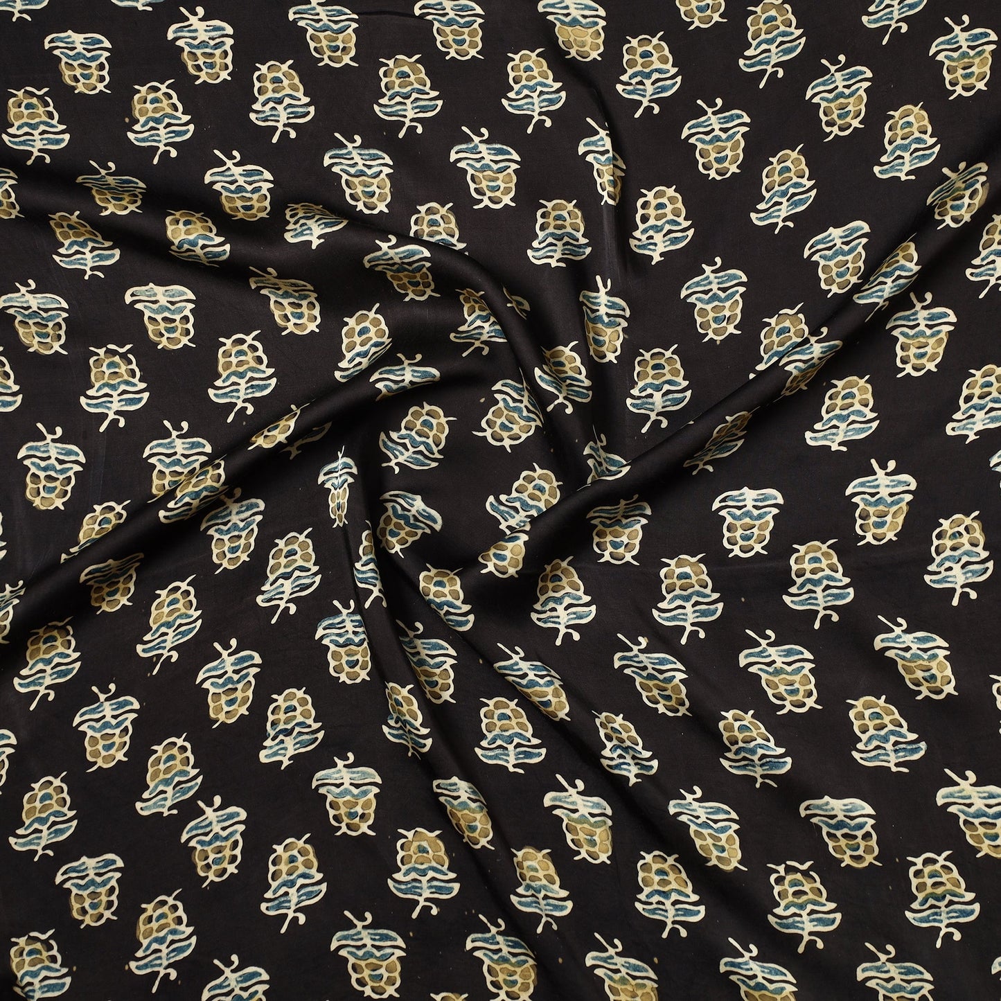 Ajrakh Hand Block Printed Modal Silk Precut Fabric 55