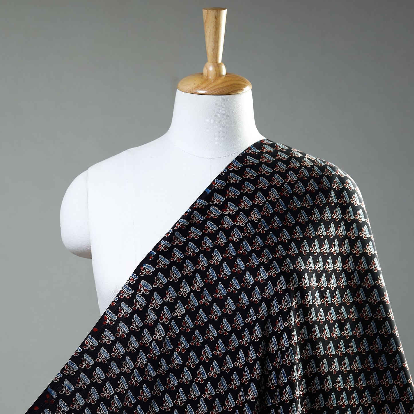 Ajrakh Hand Block Printed Modal Silk Precut Fabric