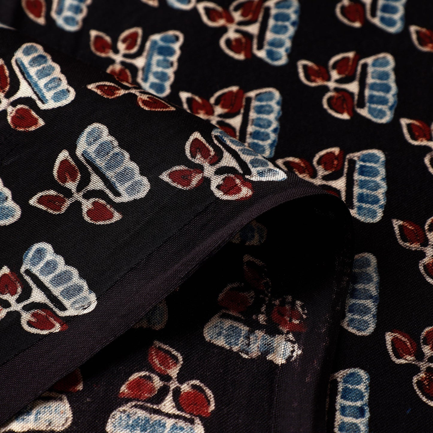 Ajrakh Hand Block Printed Modal Silk Precut Fabric