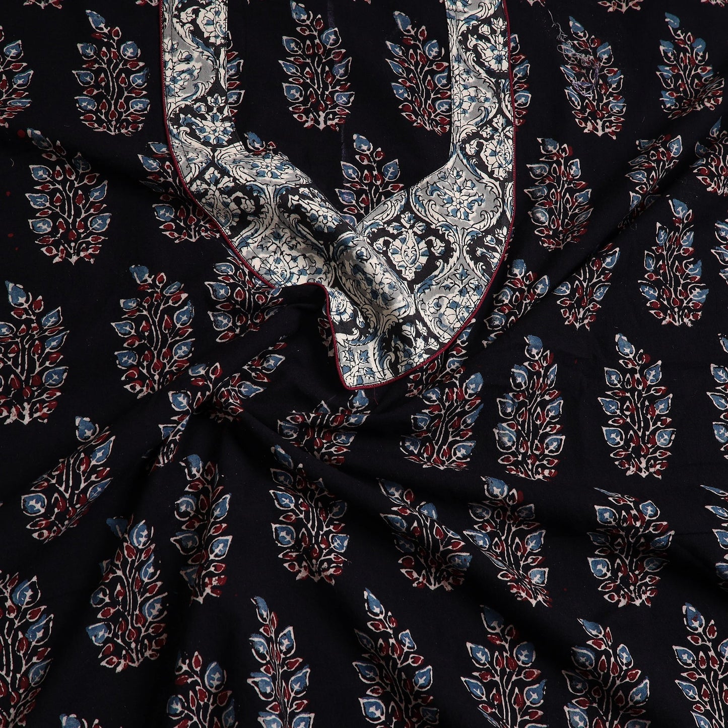 Traditional Ajrakh Print Kurta Material Online in India