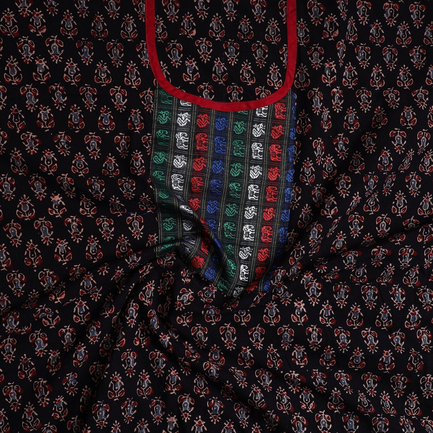 Traditional Ajrakh Print Kurta Material Online in India