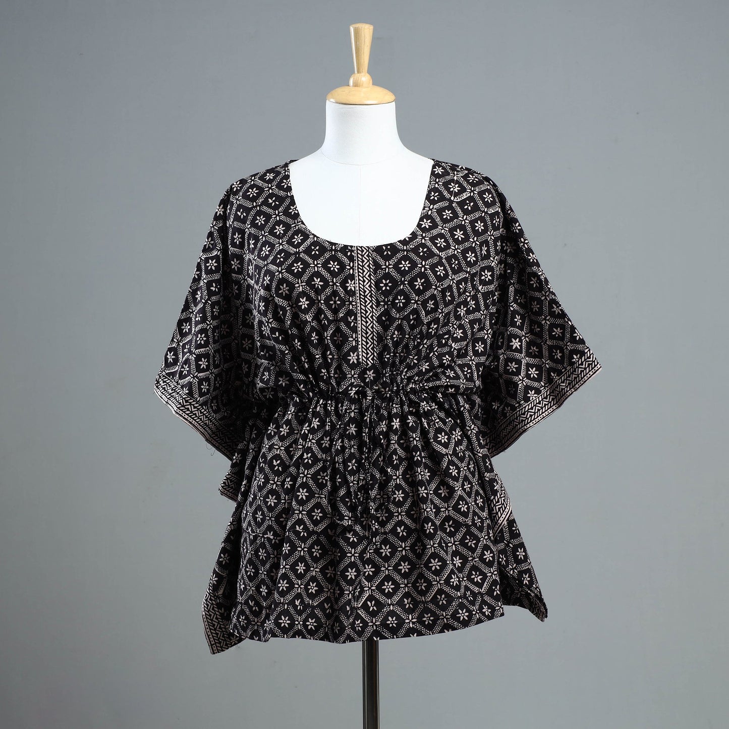 Bagh Block Printed Cotton Kaftan with Tie-Up Waist