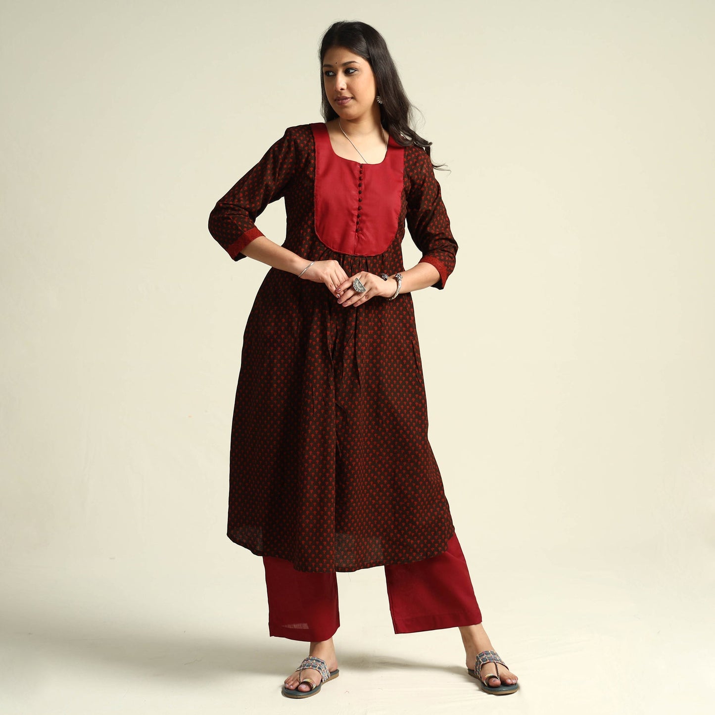 Bagh Block Printing Cotton Kurta with Palazzo & Dupatta Set Online at iTokri.com