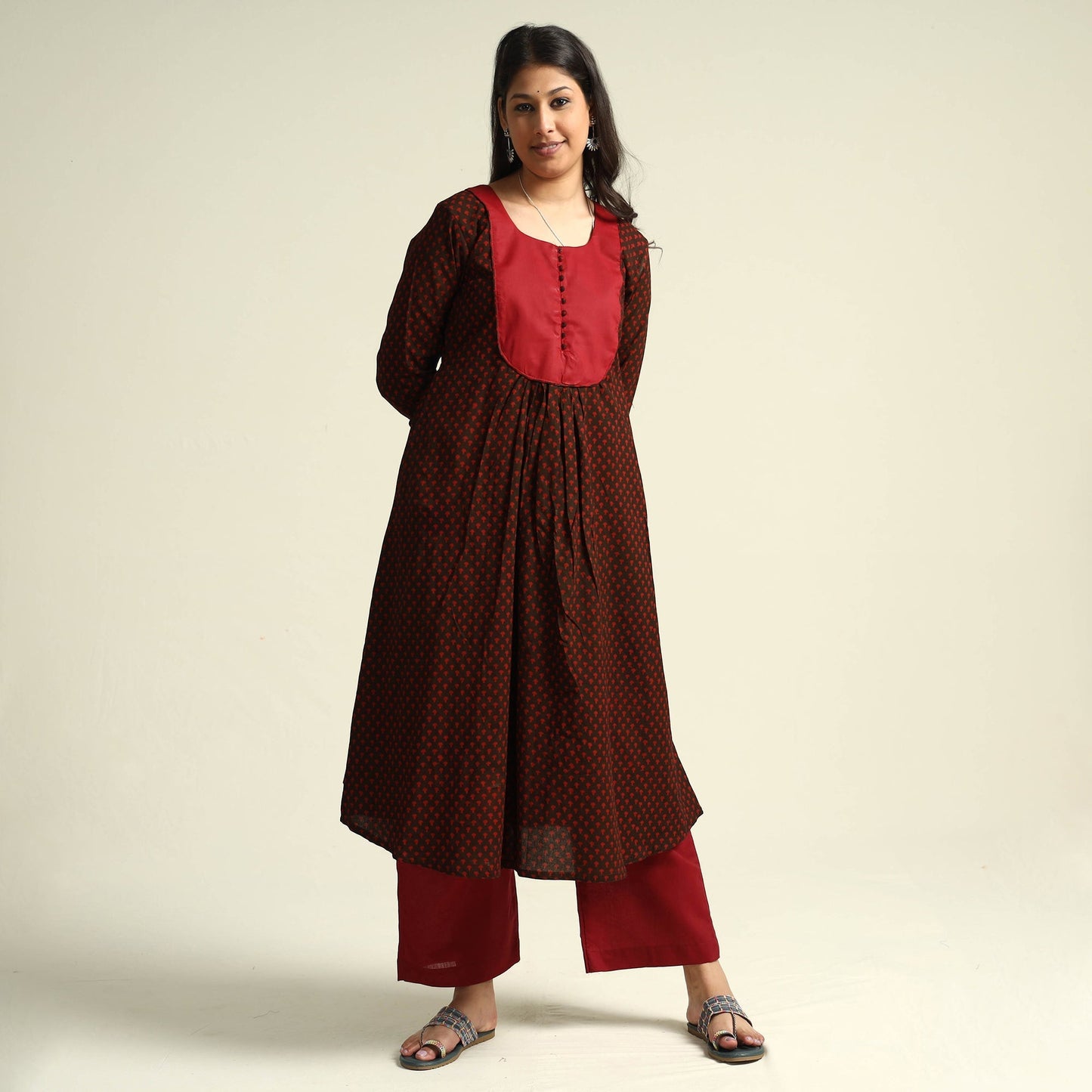 Bagh Block Printing Cotton Kurta with Palazzo & Dupatta Set Online at iTokri.com