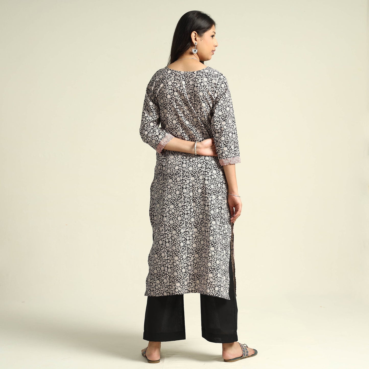 Bagh Block Printing Cotton Kurta with Palazzo & Dupatta Set