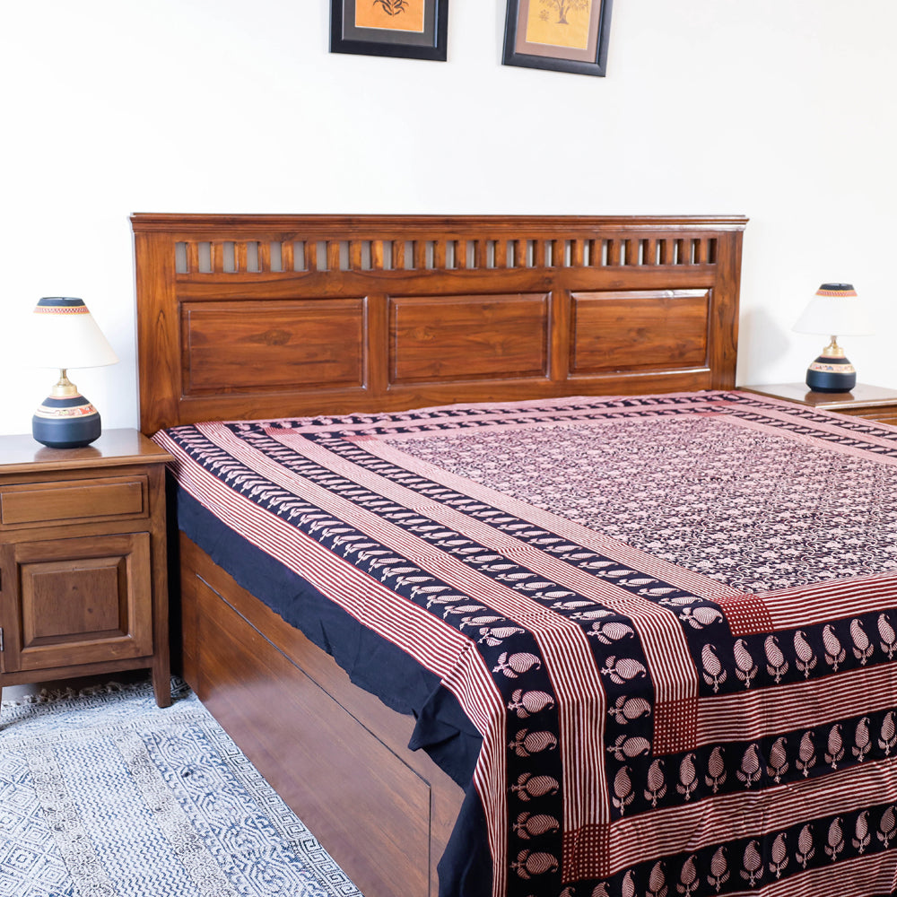Bagh Block Printed Natural Dyed Pure Cotton Double Bed Cover