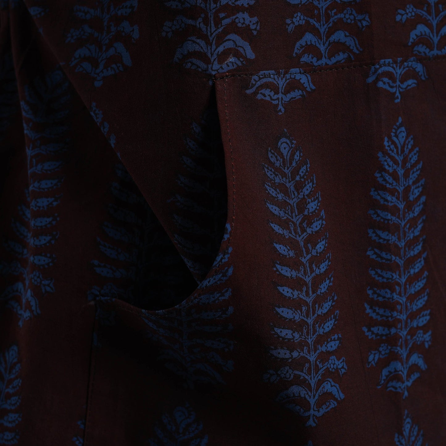Buy Brown Bagh Block Print Cotton Apron with Pocket