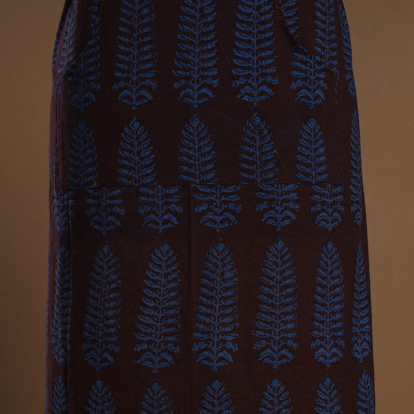 Buy Brown Bagh Block Print Cotton Apron with Pocket