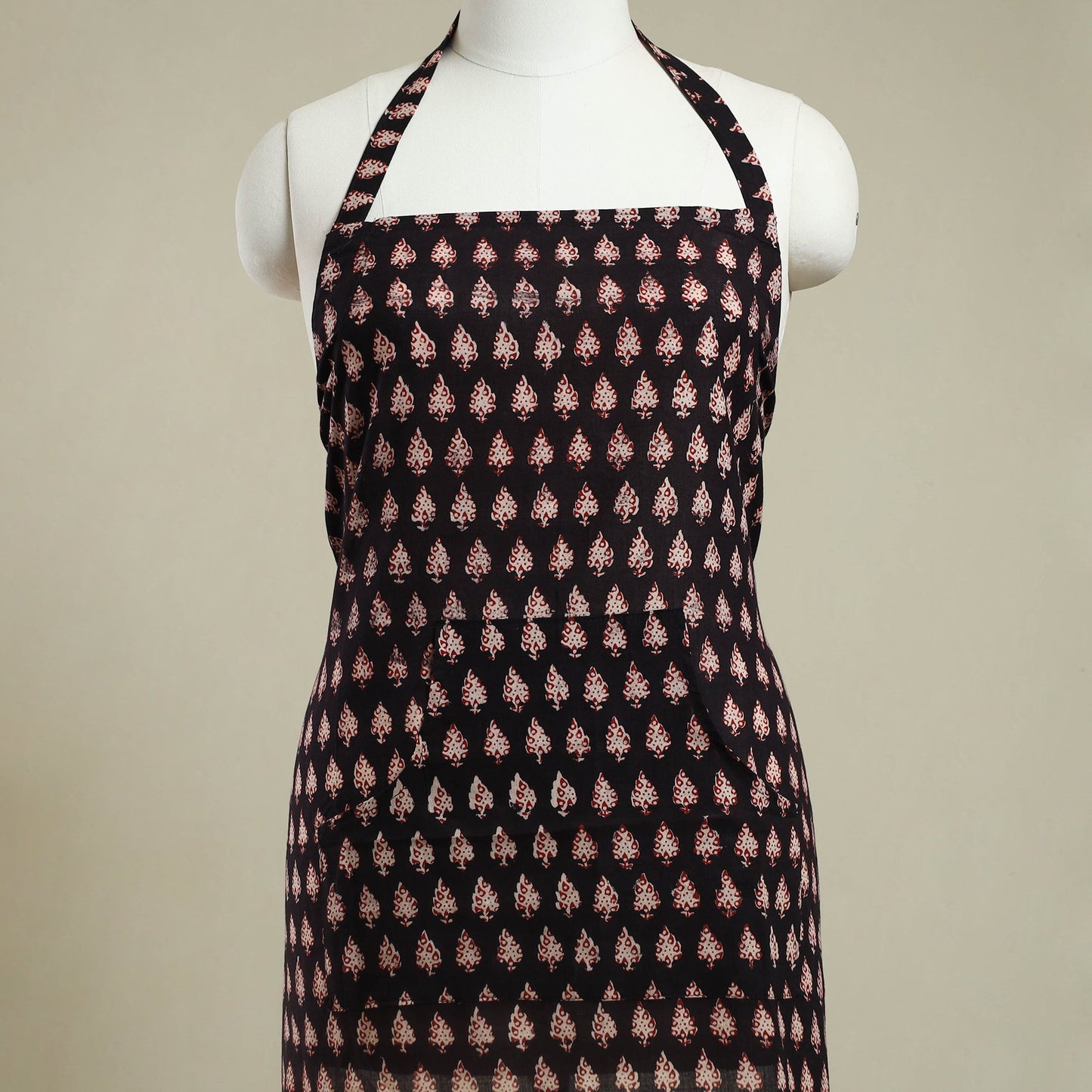 Buy Black Bagh Block Print Cotton Apron with Pocket