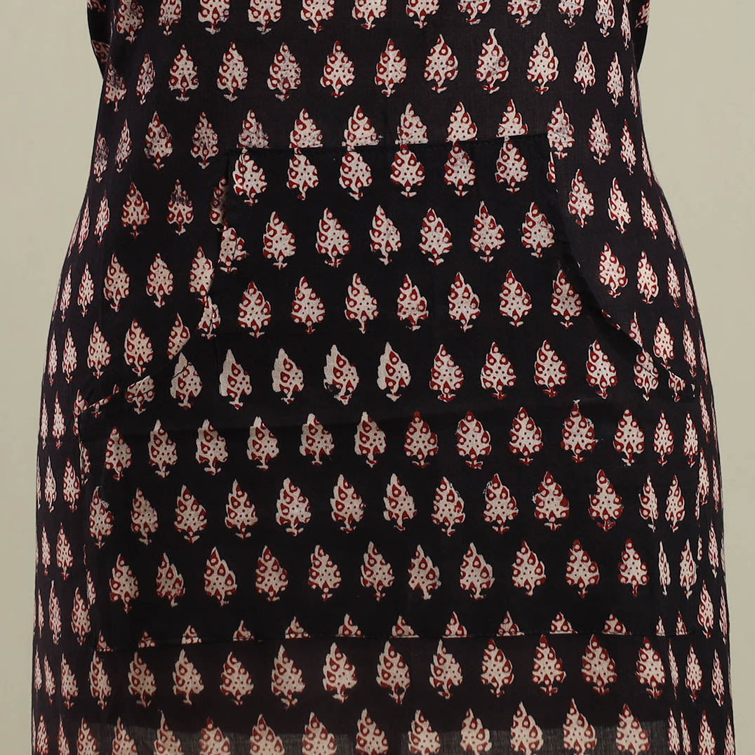 Buy Black Bagh Block Print Cotton Apron with Pocket
