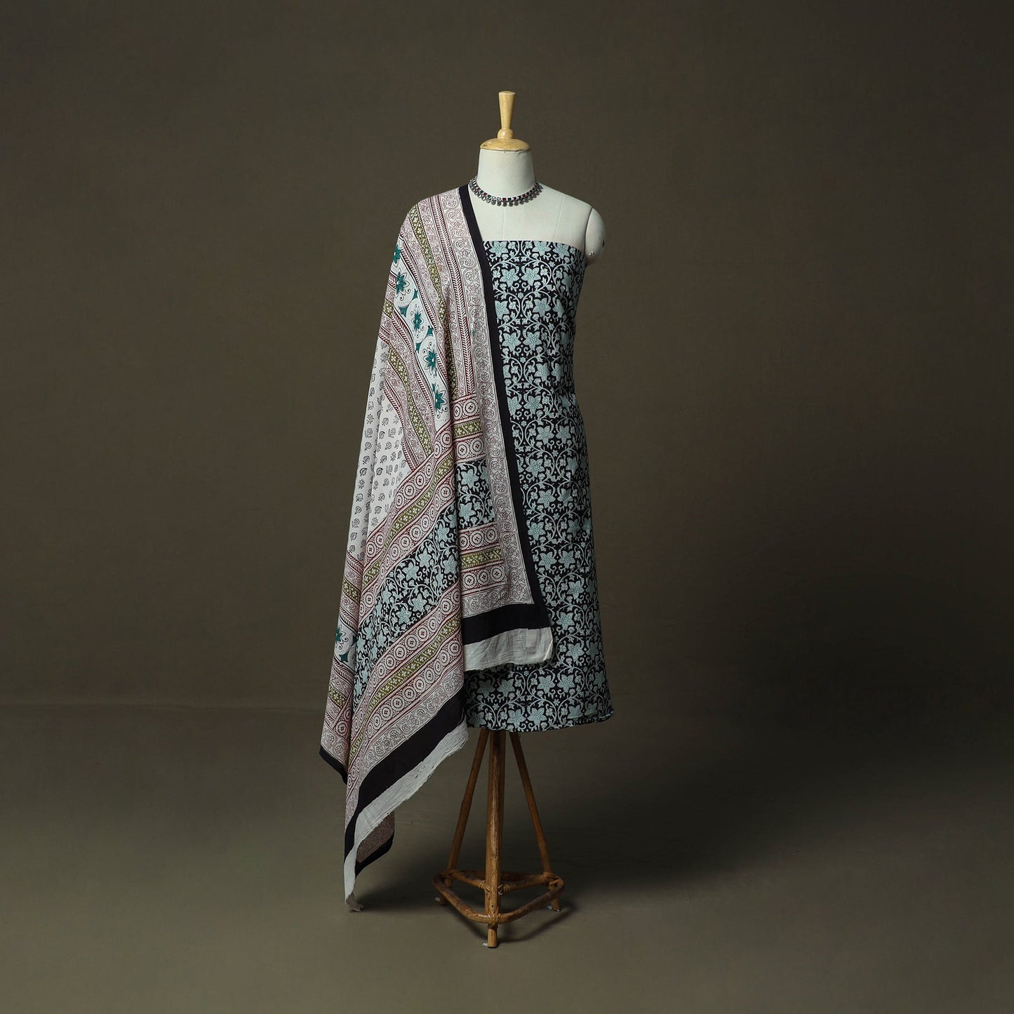 Bagh hand block print natural dyed cotton 3pc unstitched