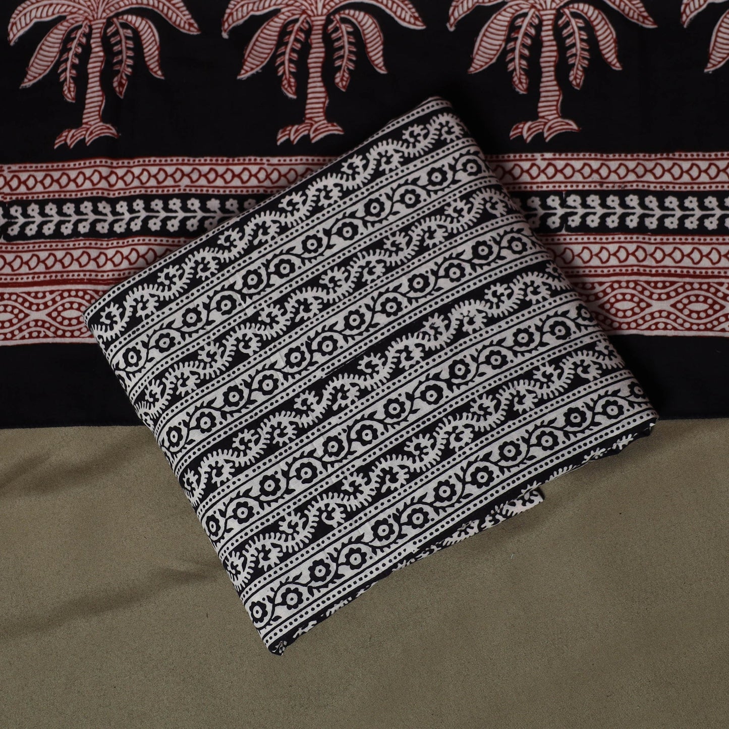 Bagh hand block print natural dyed cotton 3pc unstitched