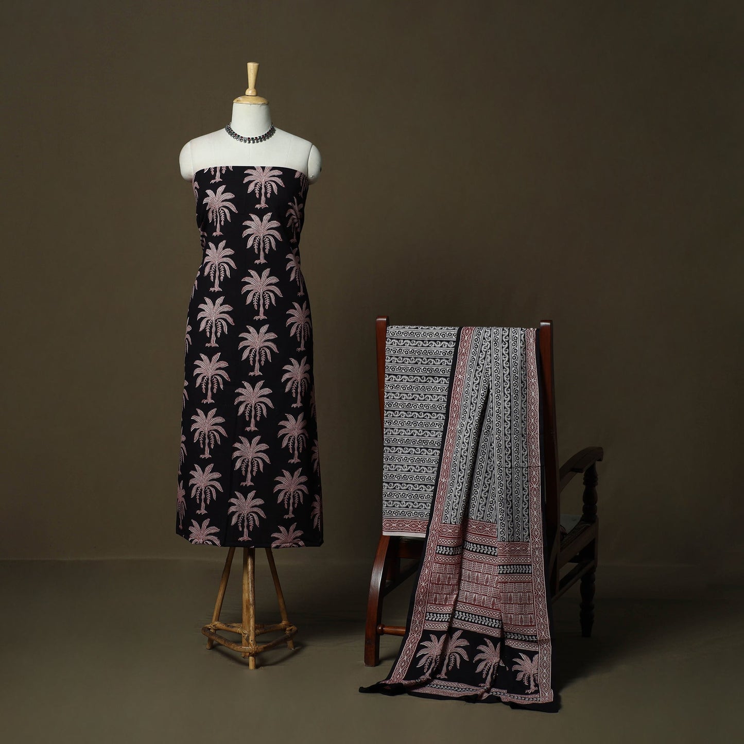 Bagh hand block print natural dyed cotton 3pc unstitched