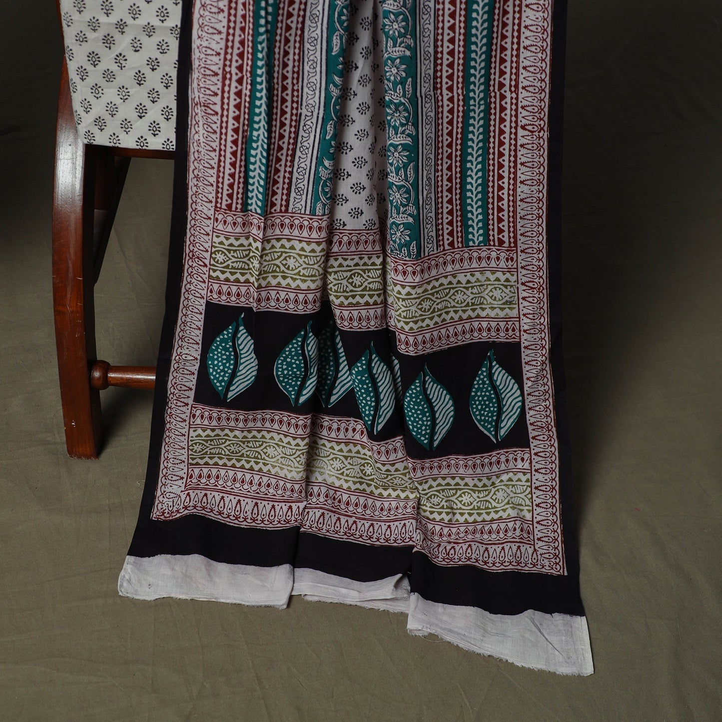 Bagh hand block print natural dyed cotton 3pc unstitched