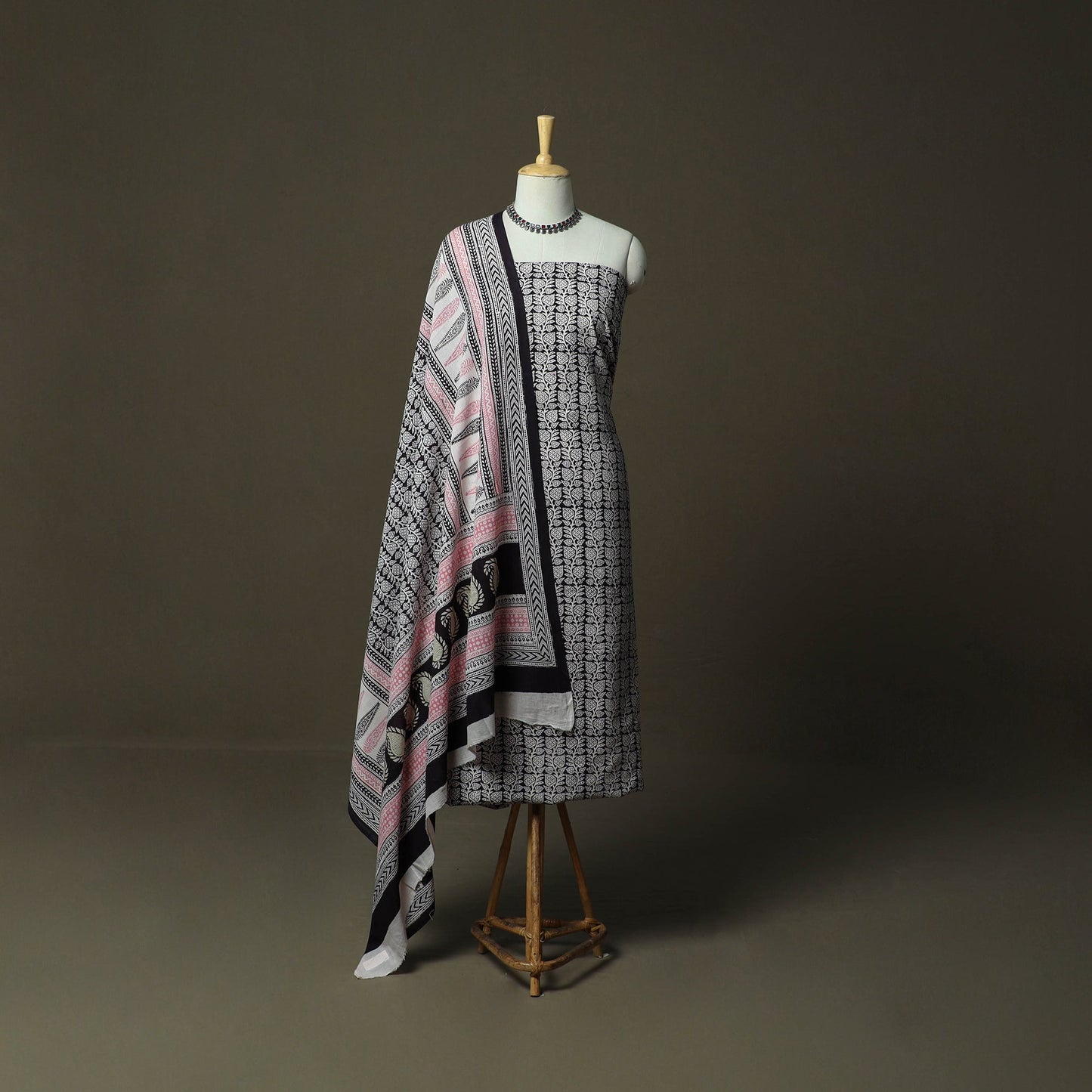 Bagh hand block print natural dyed cotton 3pc unstitched