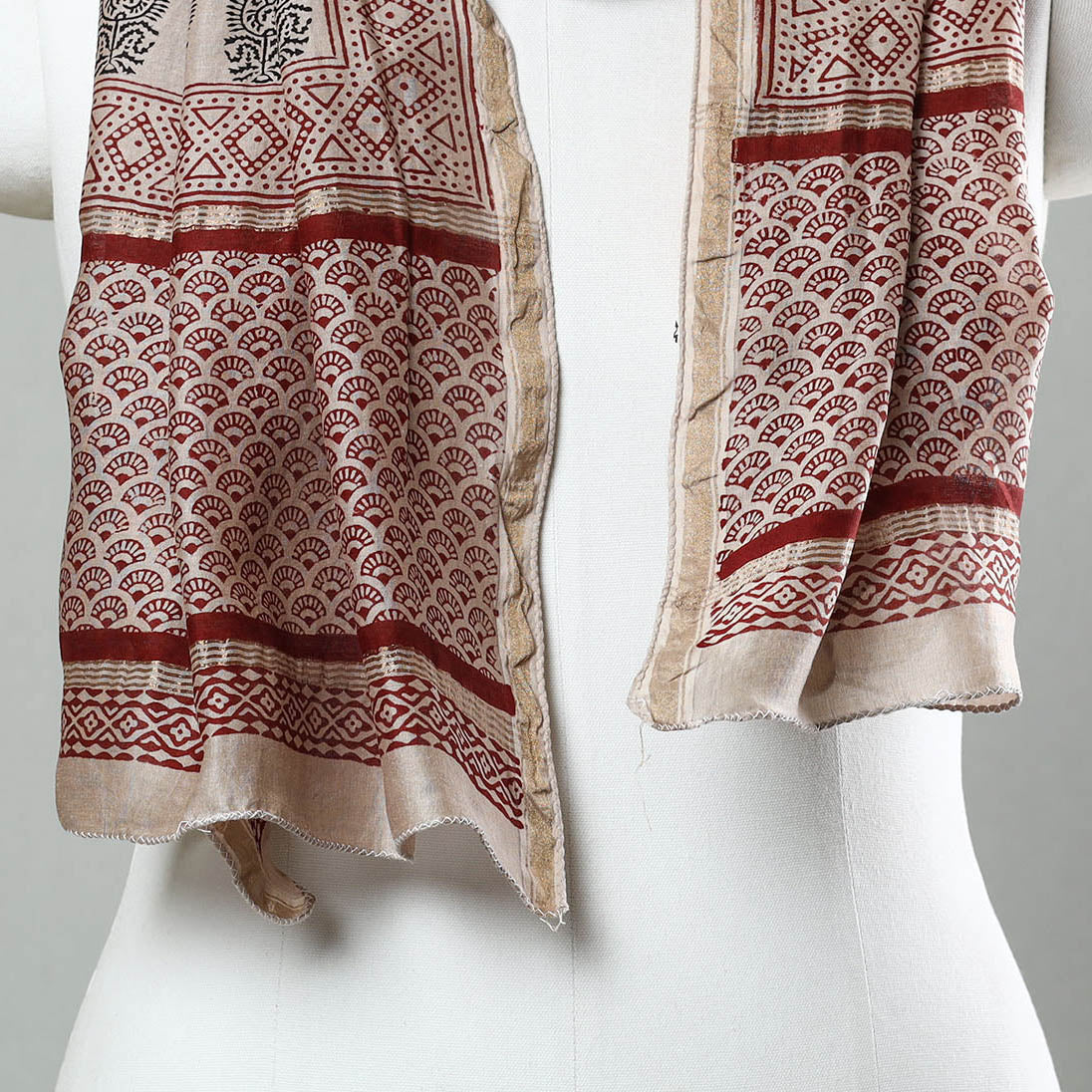 Black Bagh Hand Block Printed Chanderi Silk Stole