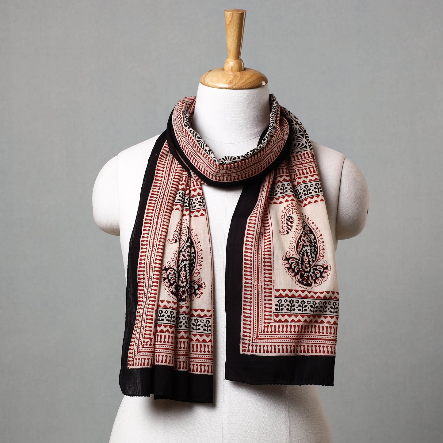 Black Bagh Hand Block Printed Cotton Stole