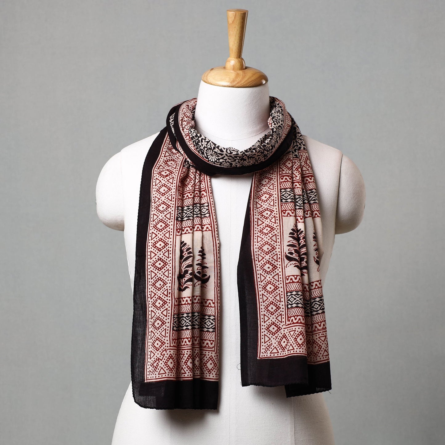 Black Bagh Hand Block Printed Cotton Stole
