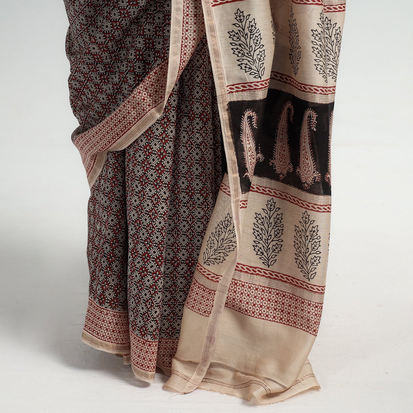 Bagh Hand Block Printed Natural Dyed Chanderi Silk Saree