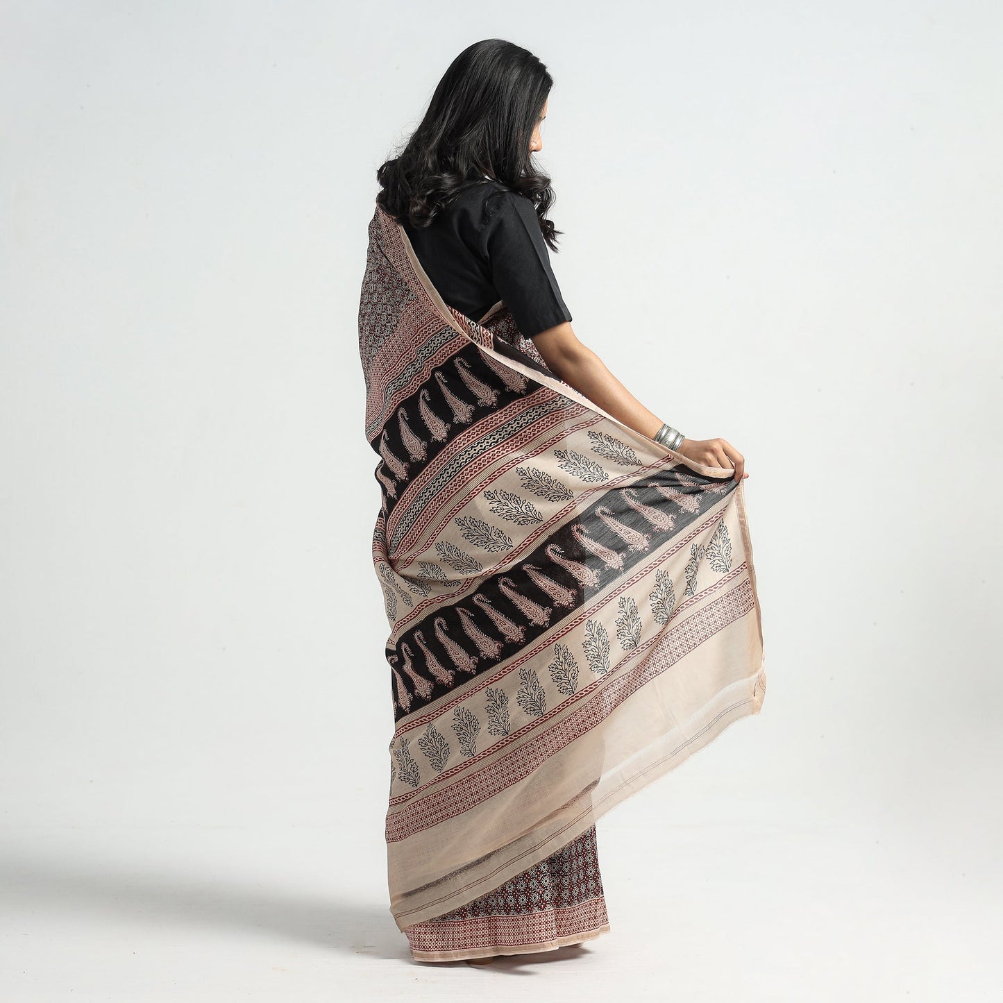 Bagh Hand Block Printed Natural Dyed Chanderi Silk Saree