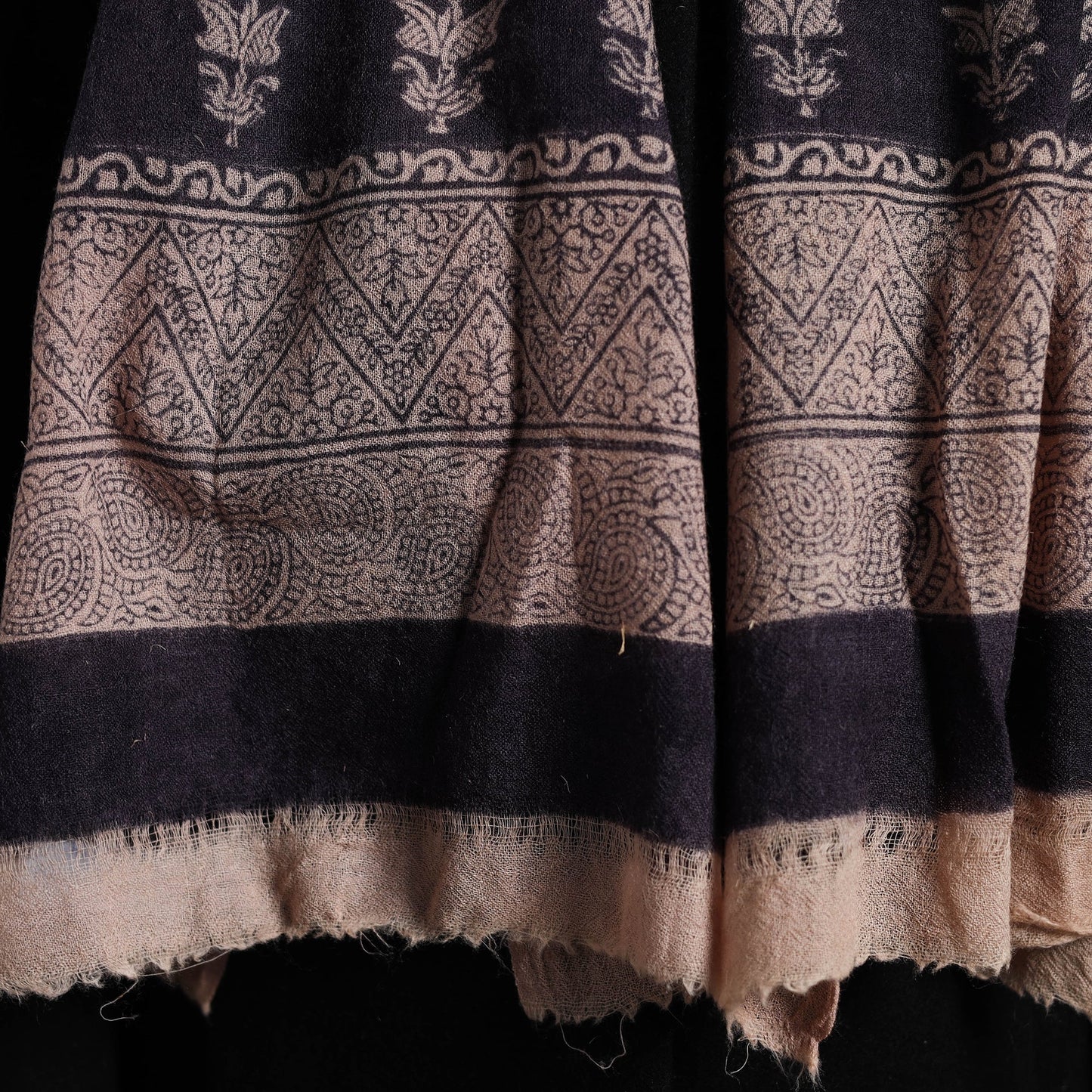Black Bagh Hand Block Printed Woollen Stole