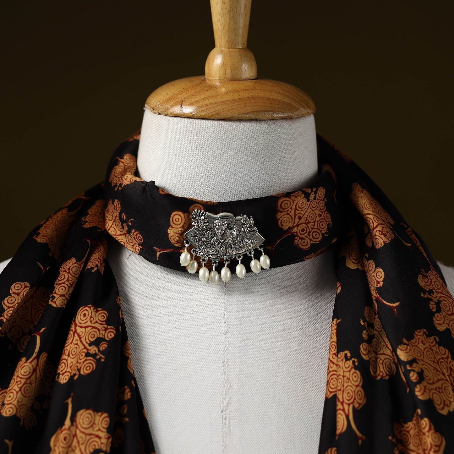 Bagh modal silk pendant necklace scarf 77 - handcrafted