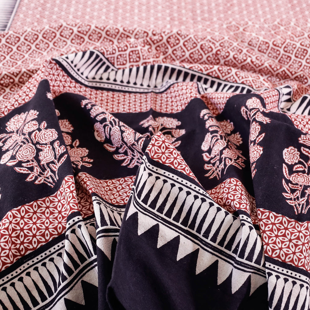 Bagh Block Printed Natural Dyed Pure Cotton Single Bed Cover Online at iTokri.com