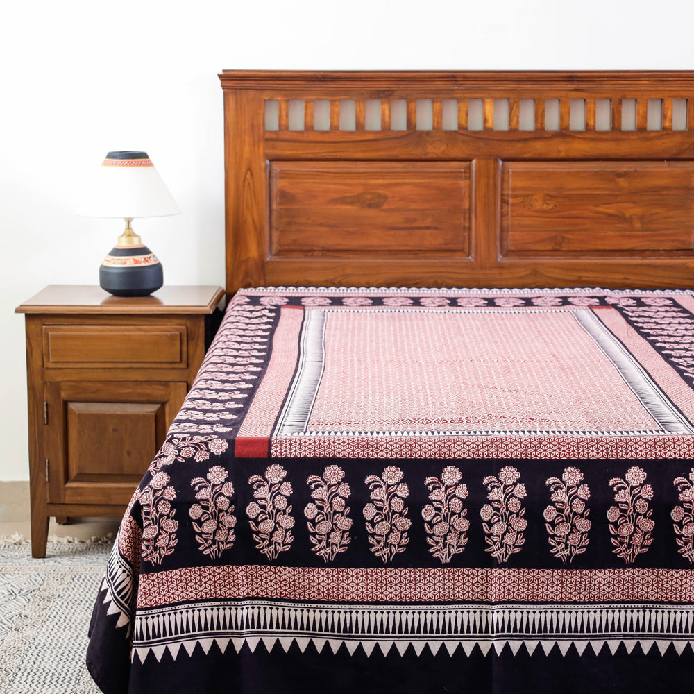 Bagh Block Printed Natural Dyed Pure Cotton Single Bed Cover Online at iTokri.com