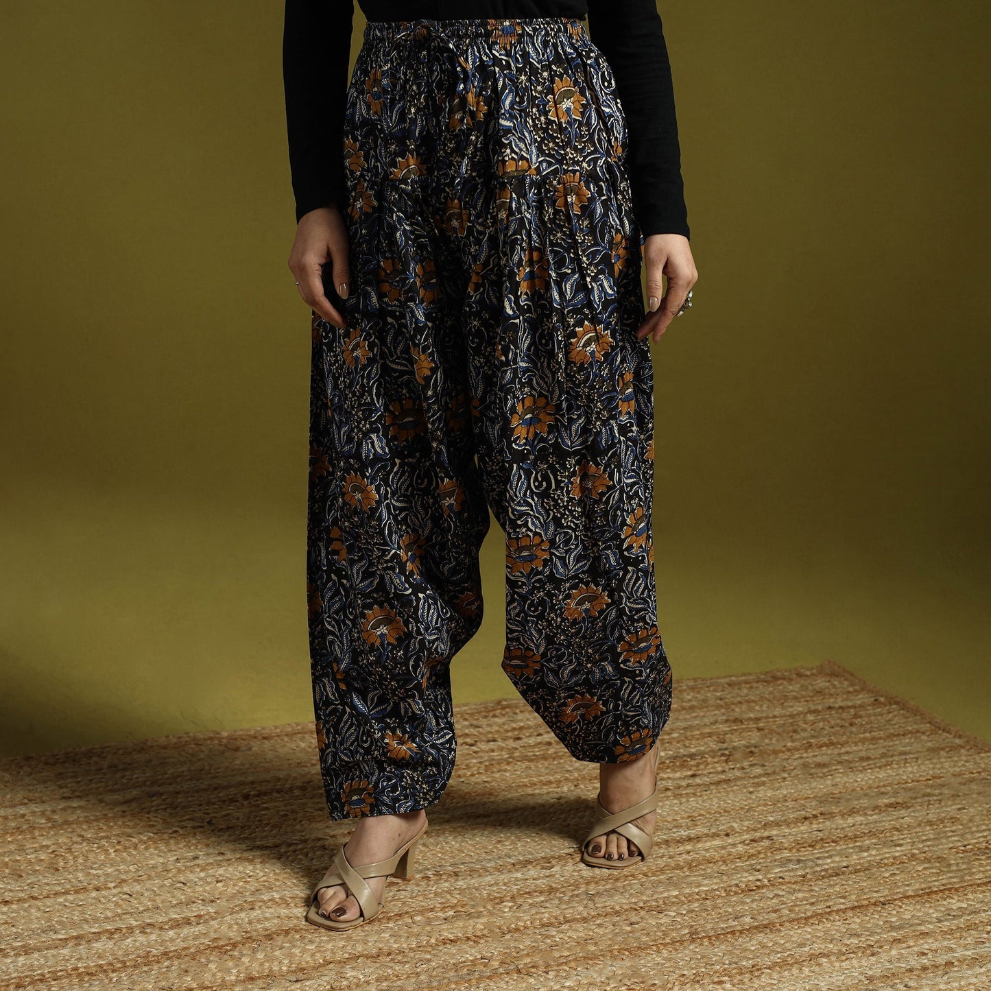 Black - bagru natural dyed cotton salwar 05 - handcrafted