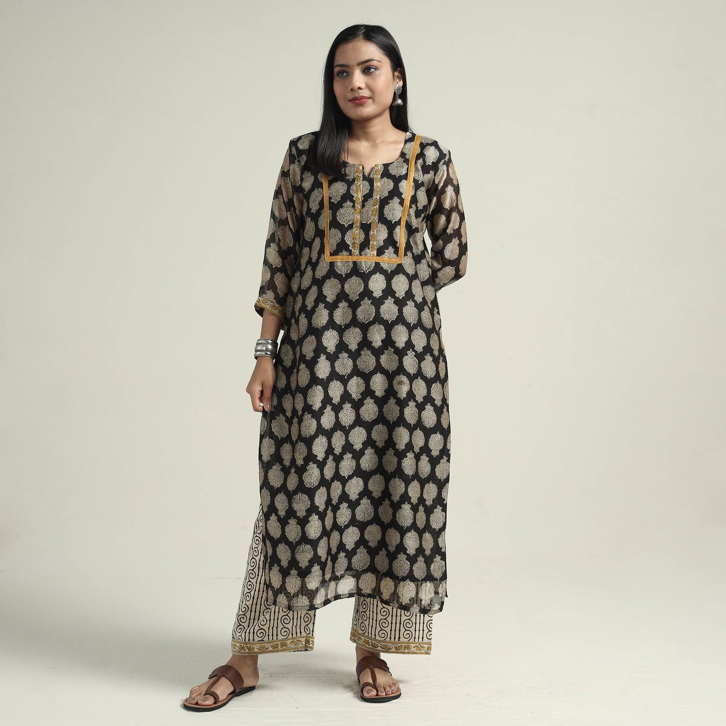 Bagru Kurta with Palazzo & Dupatta Set