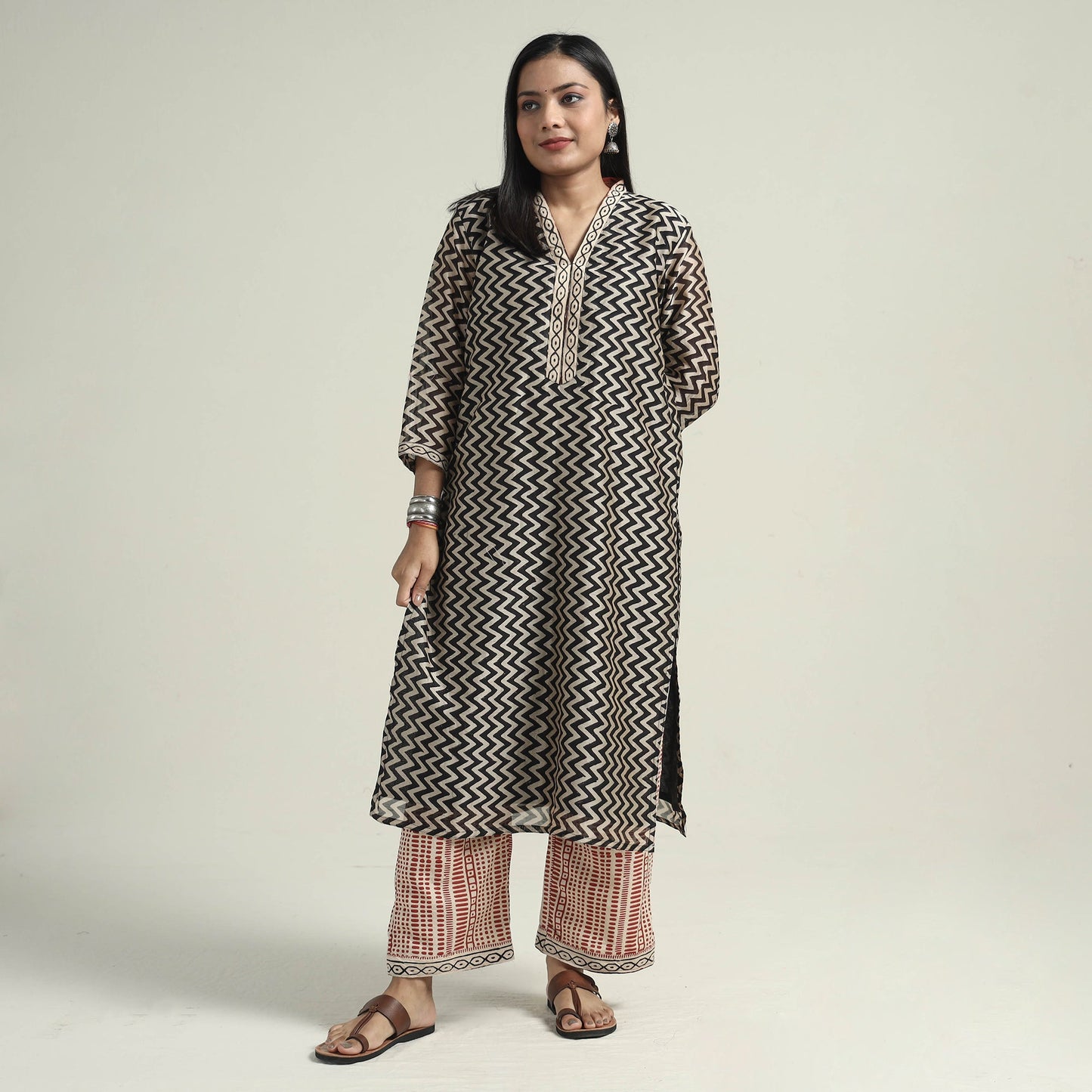 Bagru Kurta with Palazzo & Dupatta Set