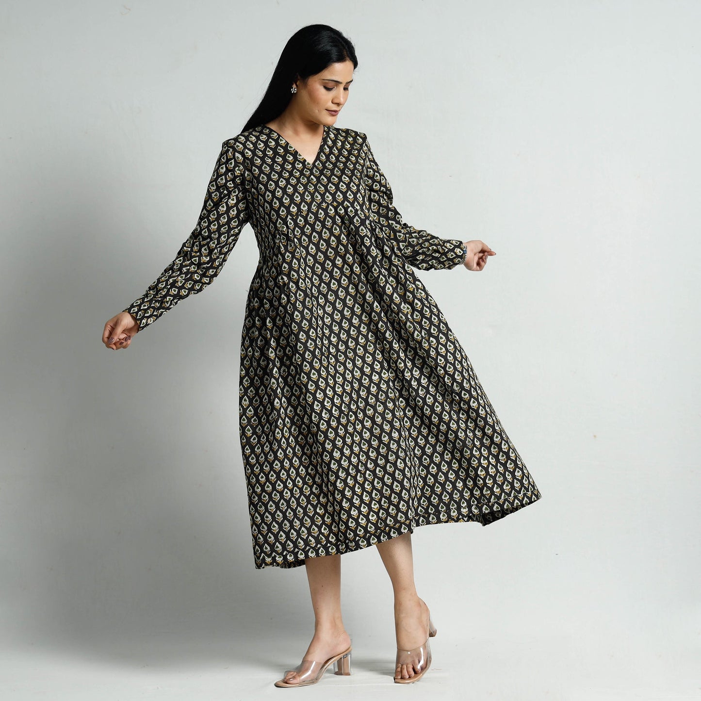 Bagru Block Printed Cotton Flare Dress Online at iTokri.com