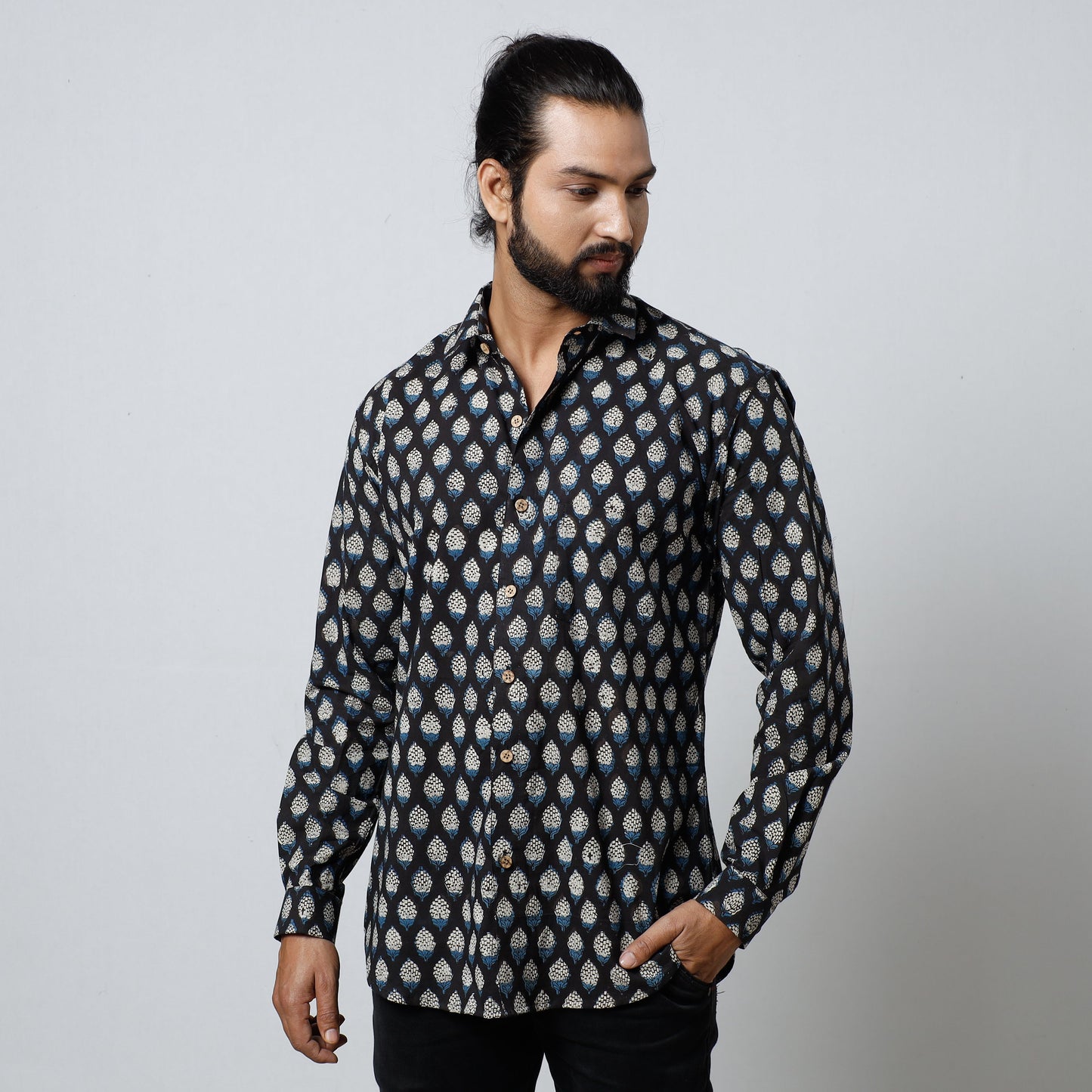 Buy Bagru Block Printed Cotton Men Full Sleeve Shirt Online l iTokri.com