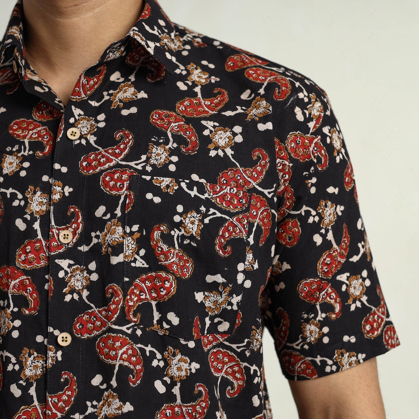 Buy Bagru Block Printed Cotton Men Half Sleeve Shirt 10 Online l iTokri.com