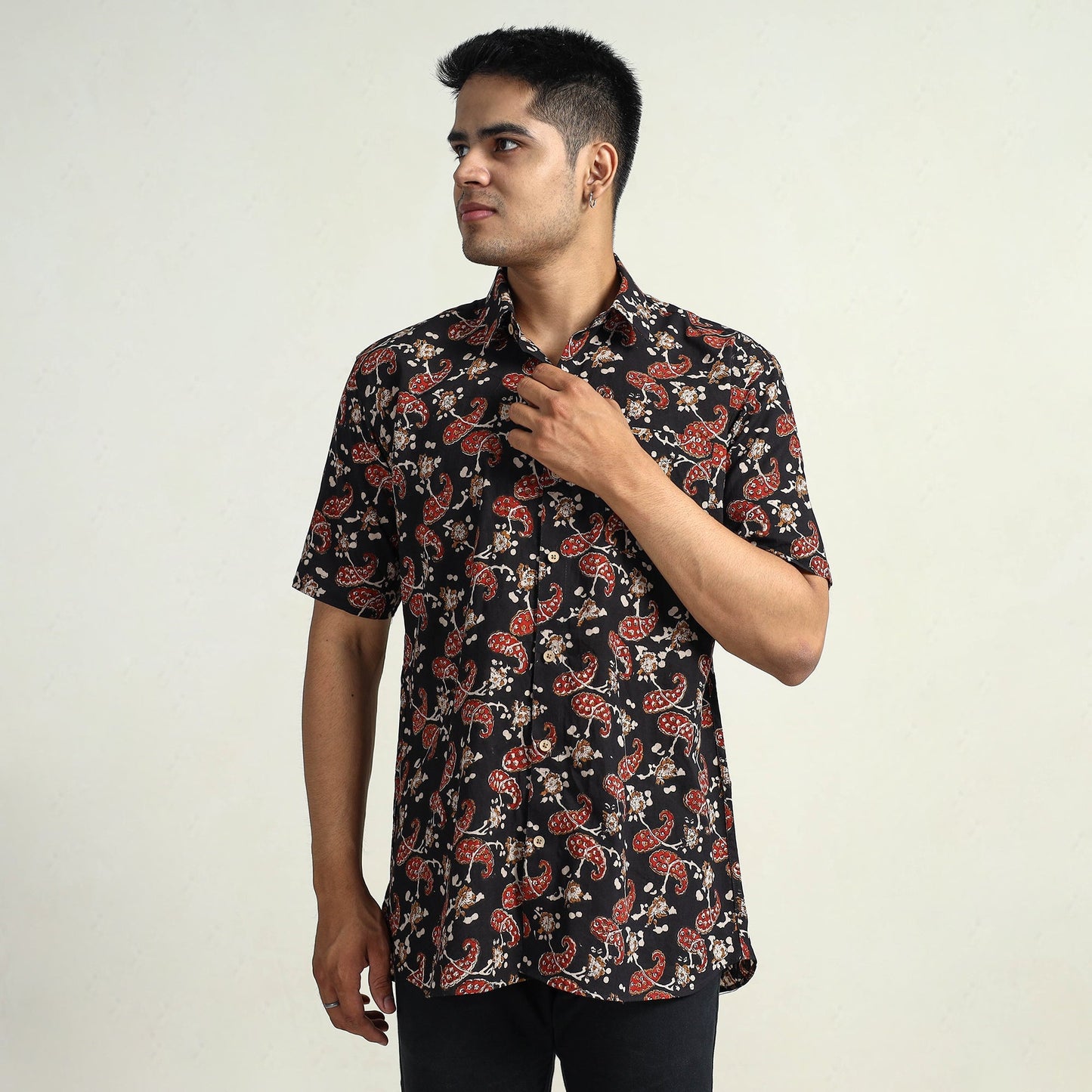 Buy Bagru Block Printed Cotton Men Half Sleeve Shirt 10 Online l iTokri.com