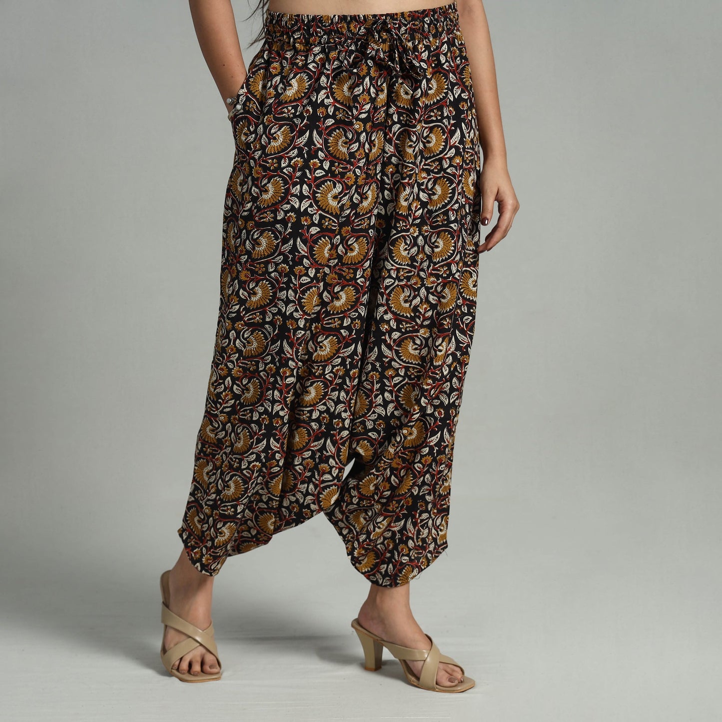 Buy Bagru Block Print Cotton Elasticated Harem Pant