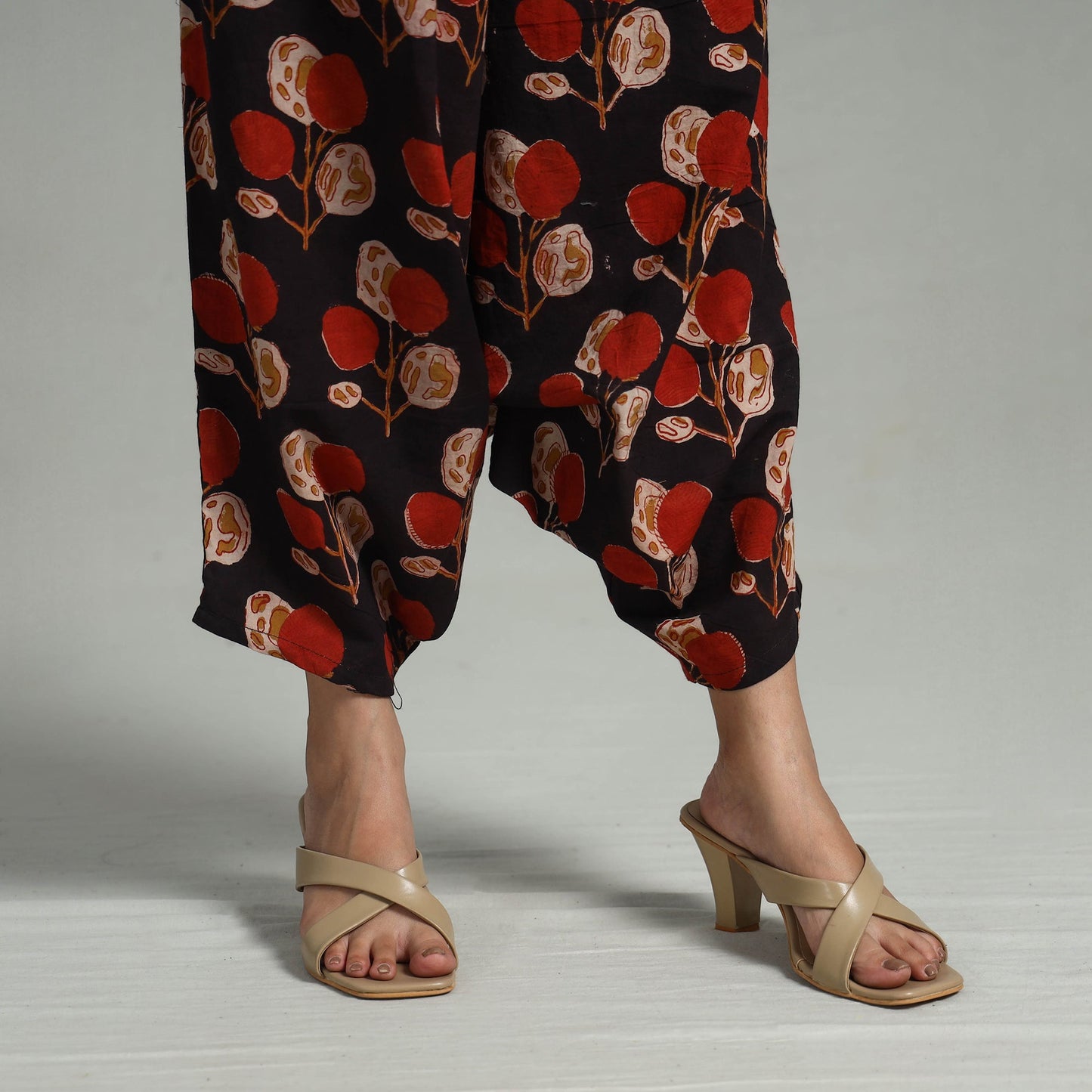 Black - bagru cotton elasticated harem pant 11 - handcrafted