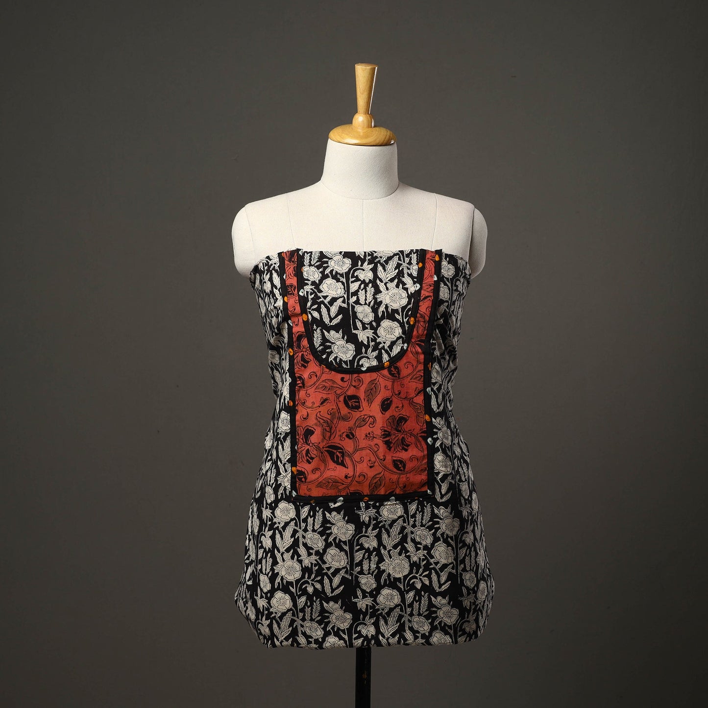 Black - bagru cotton unstitched kurta material