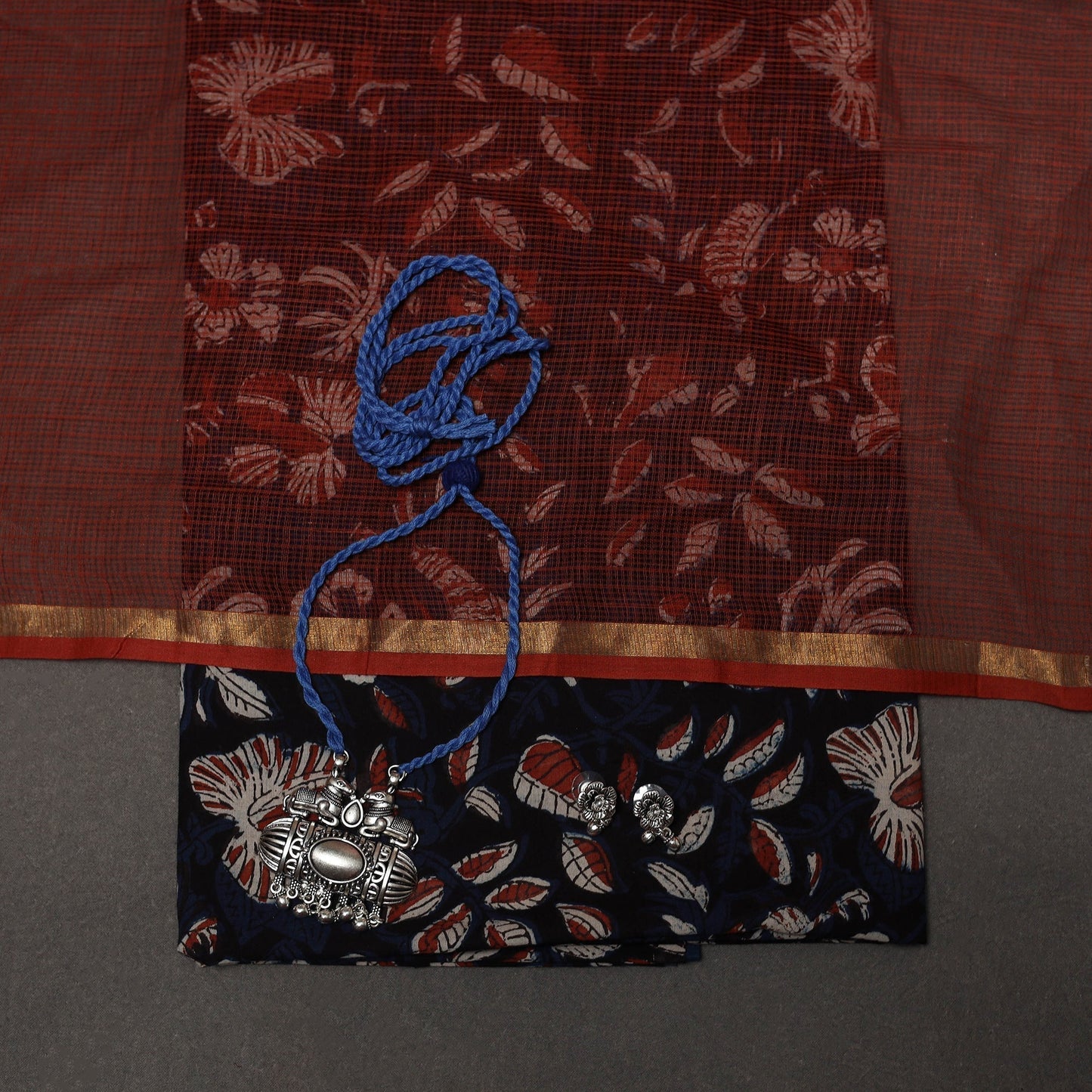 Bagru hand natural dyed cotton 2pc unstitched dress