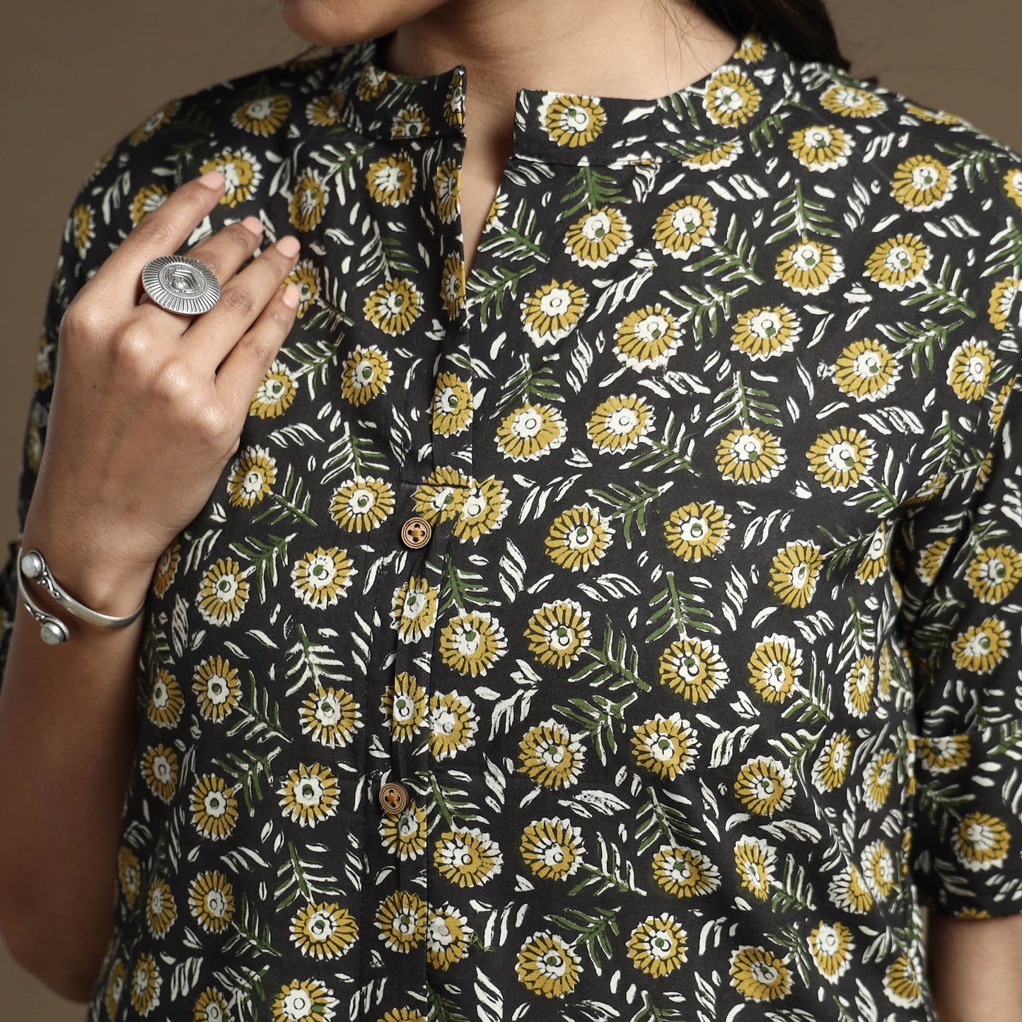 Bagru Hand Block Printed Cotton A-Line Kurta Online at iTokri.com