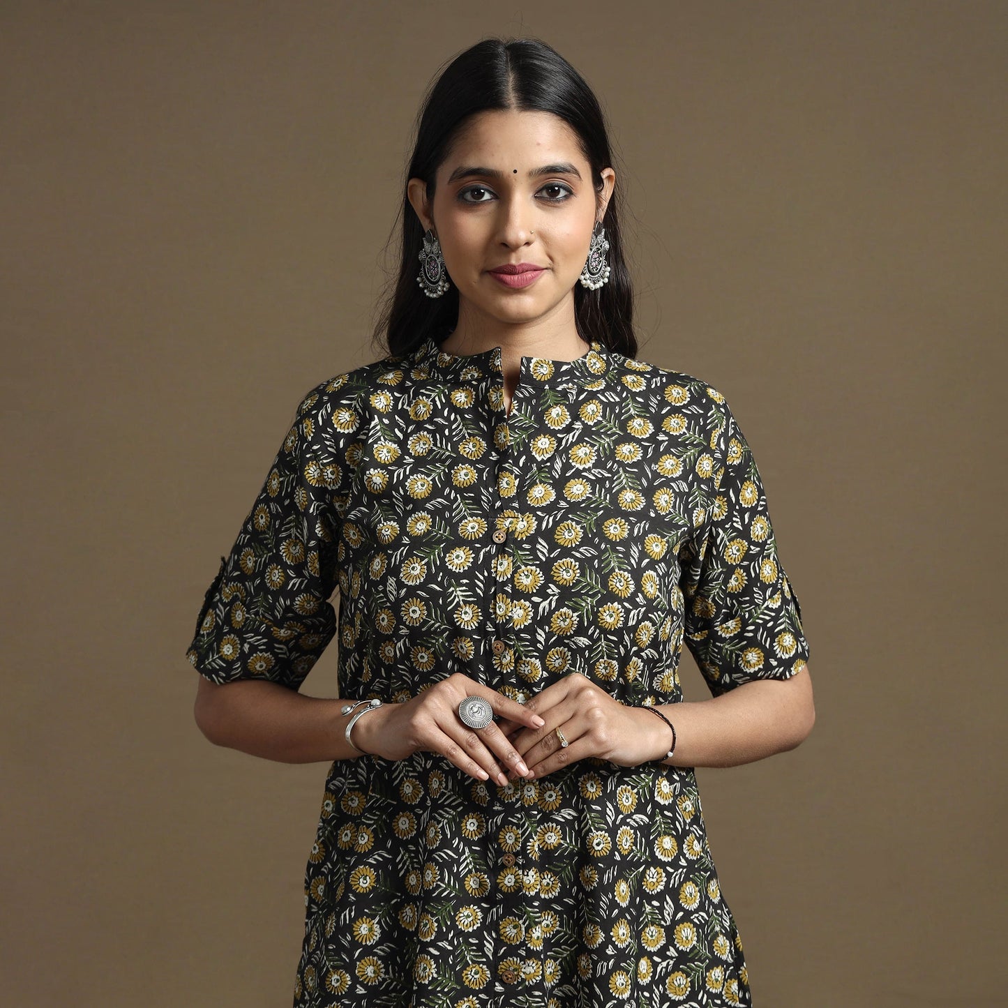 Bagru Hand Block Printed Cotton A-Line Kurta Online at iTokri.com