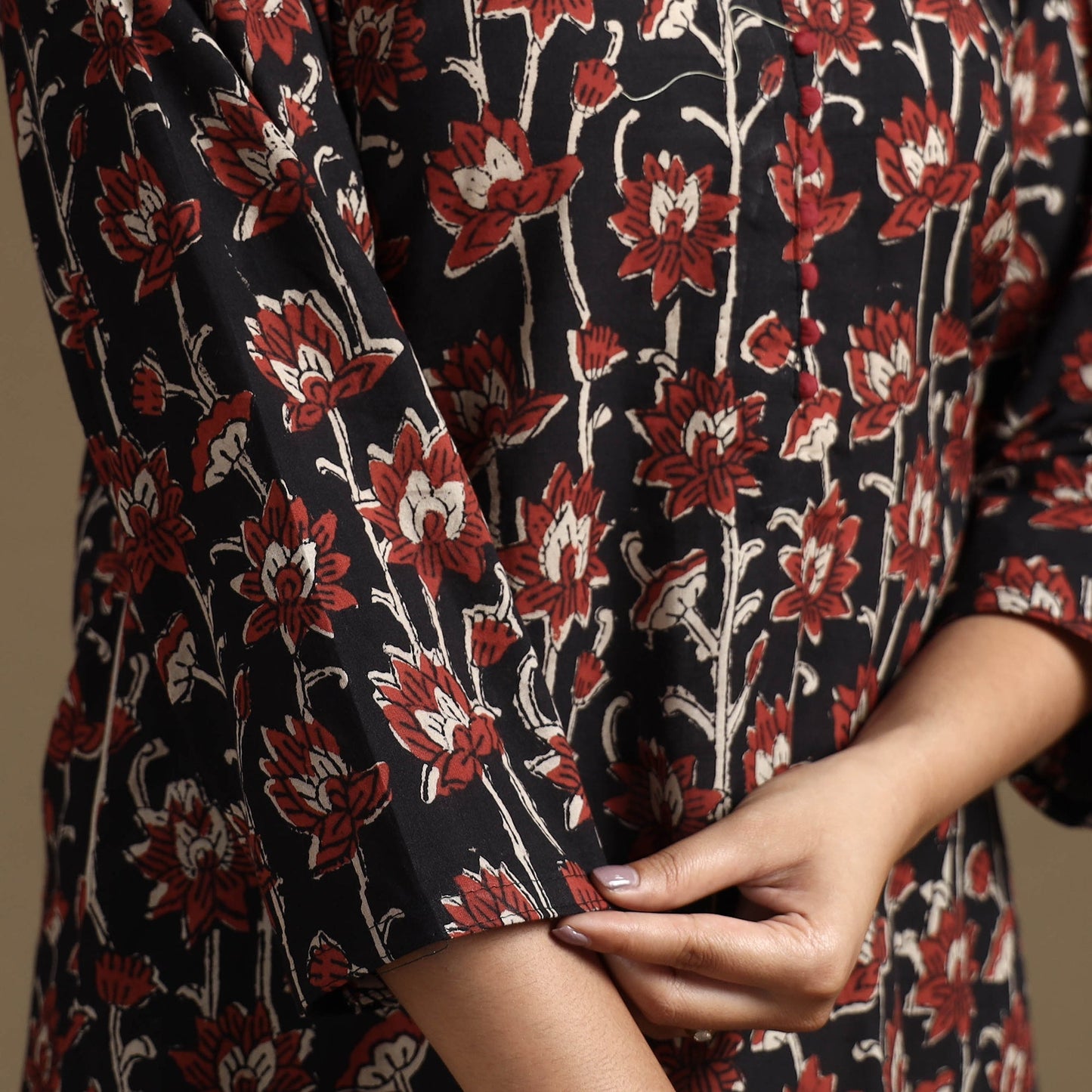 Bagru Hand Block Printed Cotton Long Kurta for Women