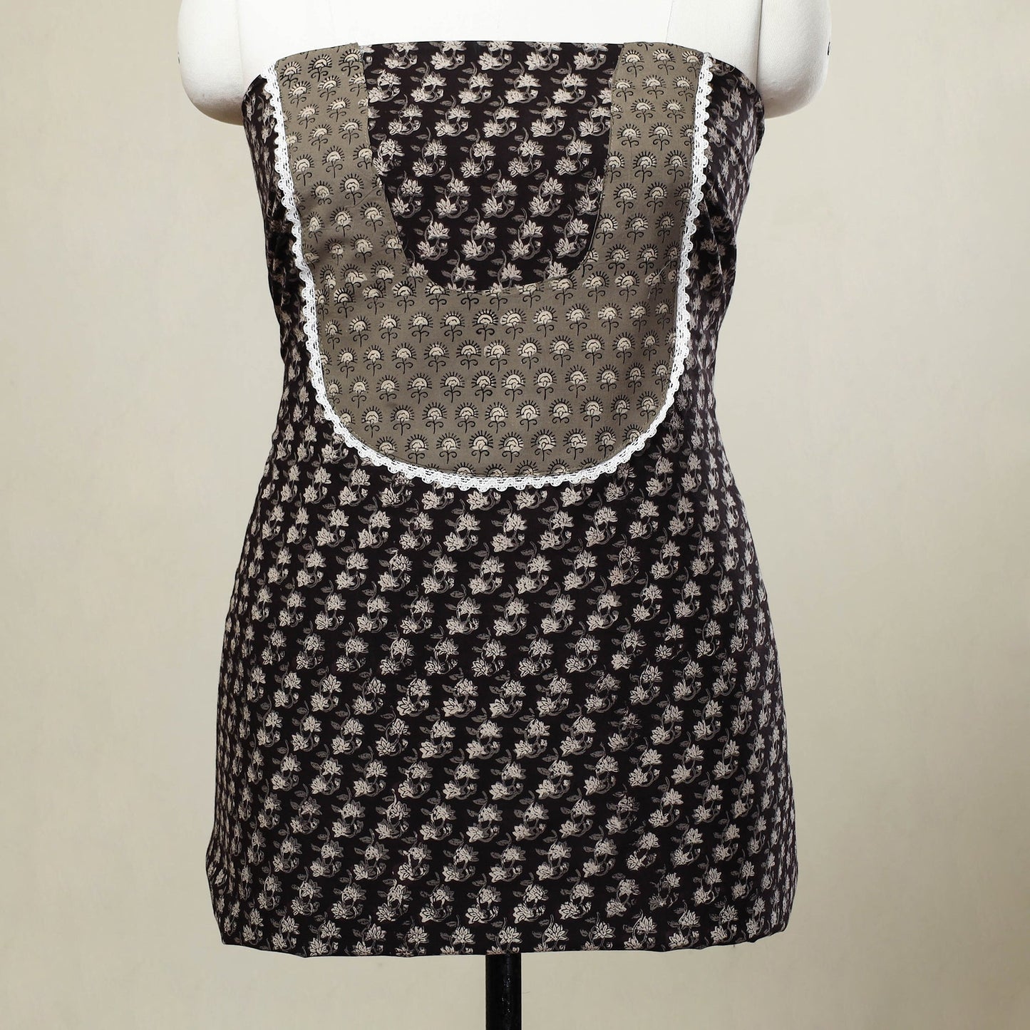 Black - bagru patchwork cotton unstitched kurta material