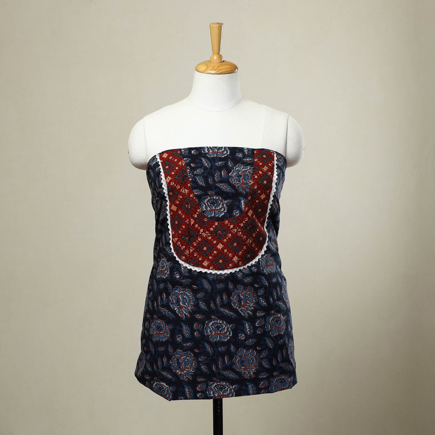 Black - bagru patchwork cotton unstitched kurta material