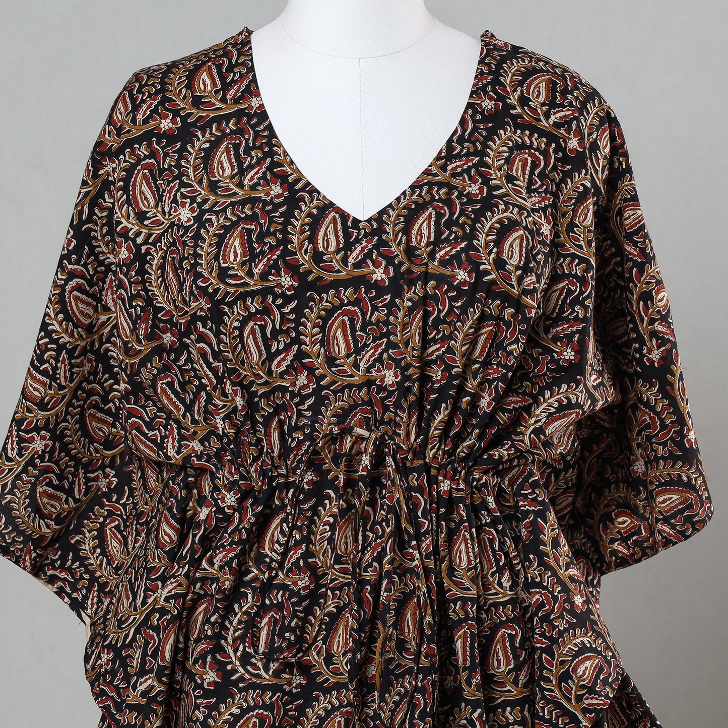 Bagru Block Printed Cotton Kaftan with Tie-Up Waist (Short)