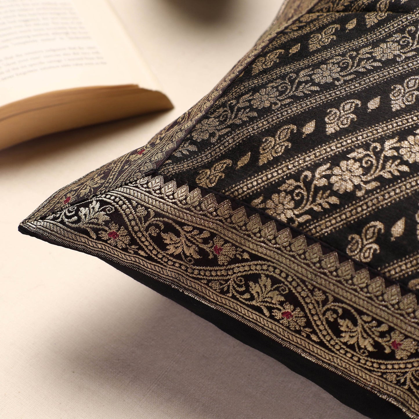 Banarasi Handwoven Silk Zari Cushion Cover