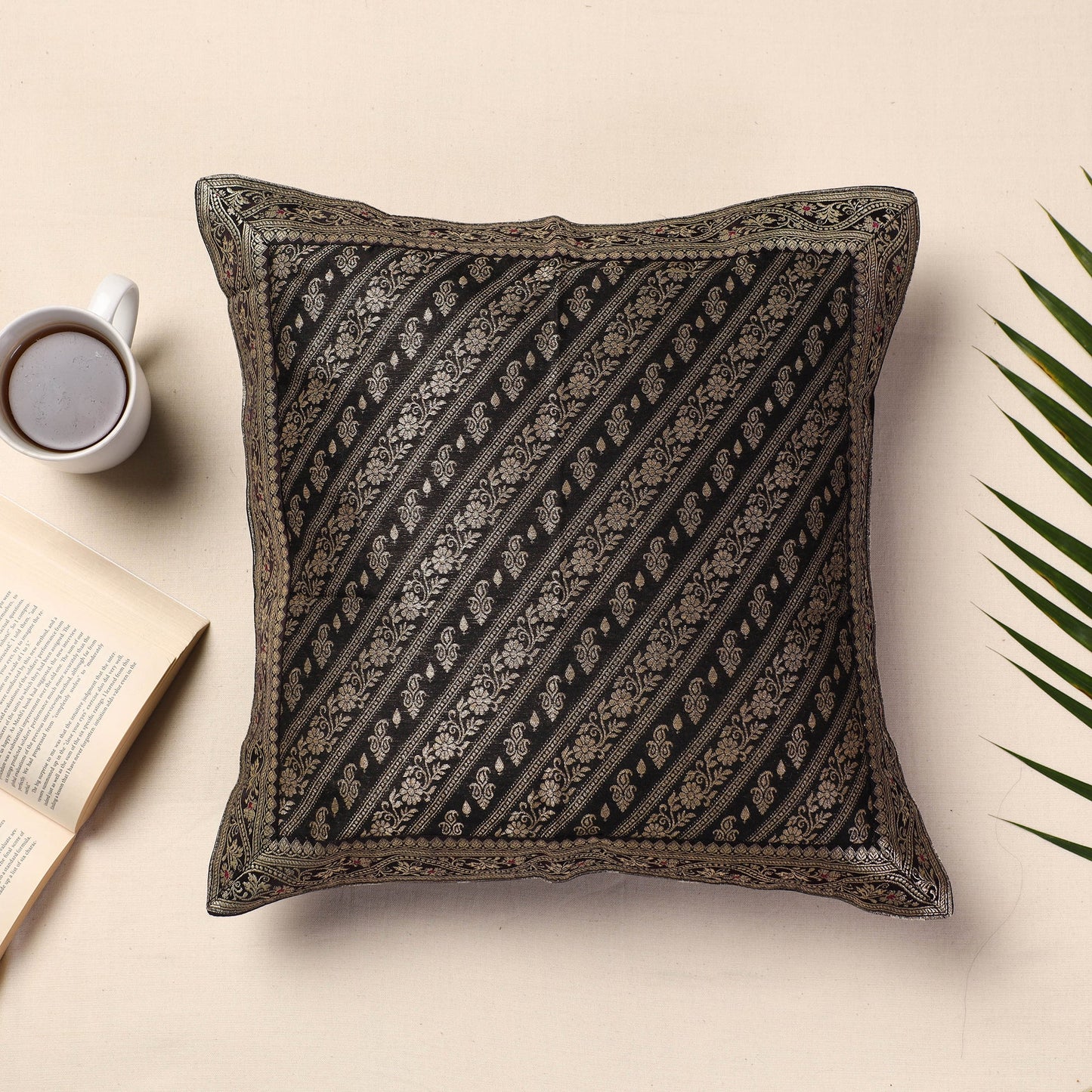 Banarasi Handwoven Silk Zari Cushion Cover